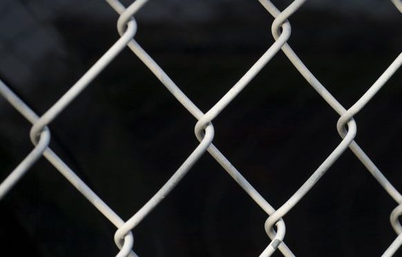 Chain link fence on a black background.